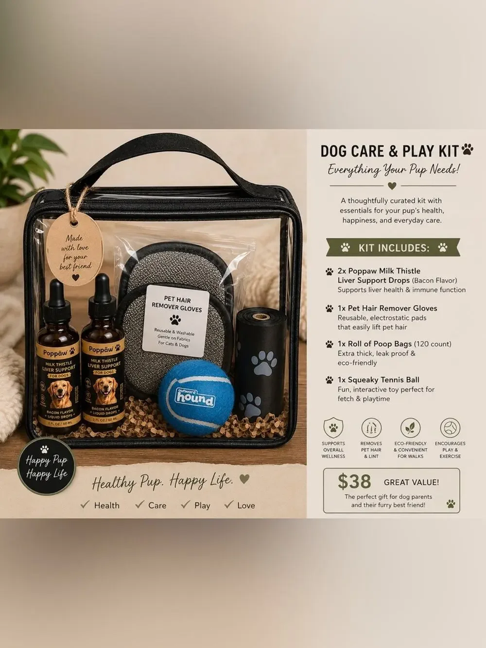 Dog Care & Play Gift Kit Bundle – Pet Lover Essentials Set 🐾🎾